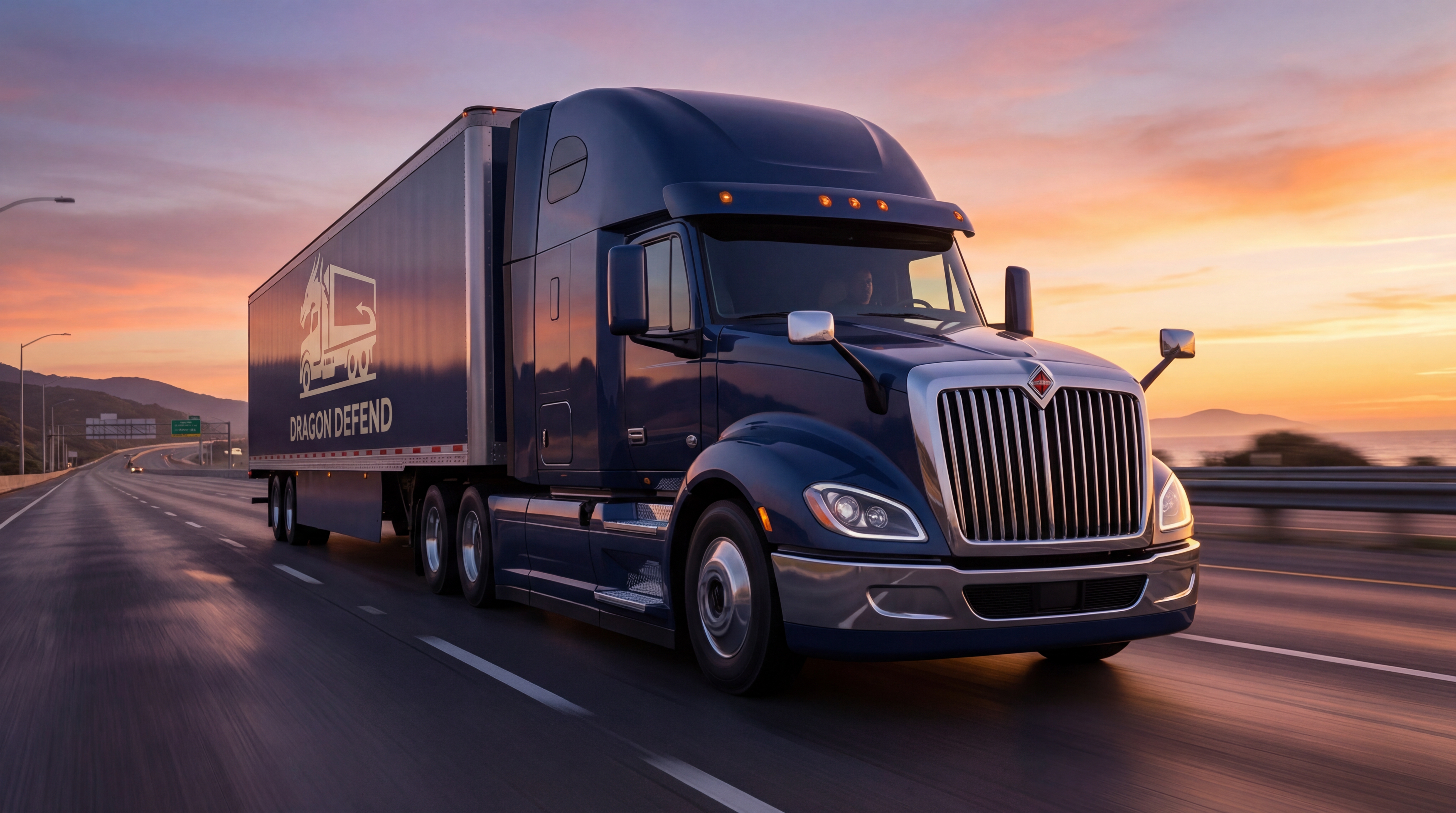 Dragon Defend truck on highway